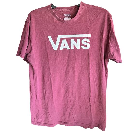 VANS Men’s Classic Fit  maroon red thrashed grunge Streetwear tee size M - Picture 1 of 4